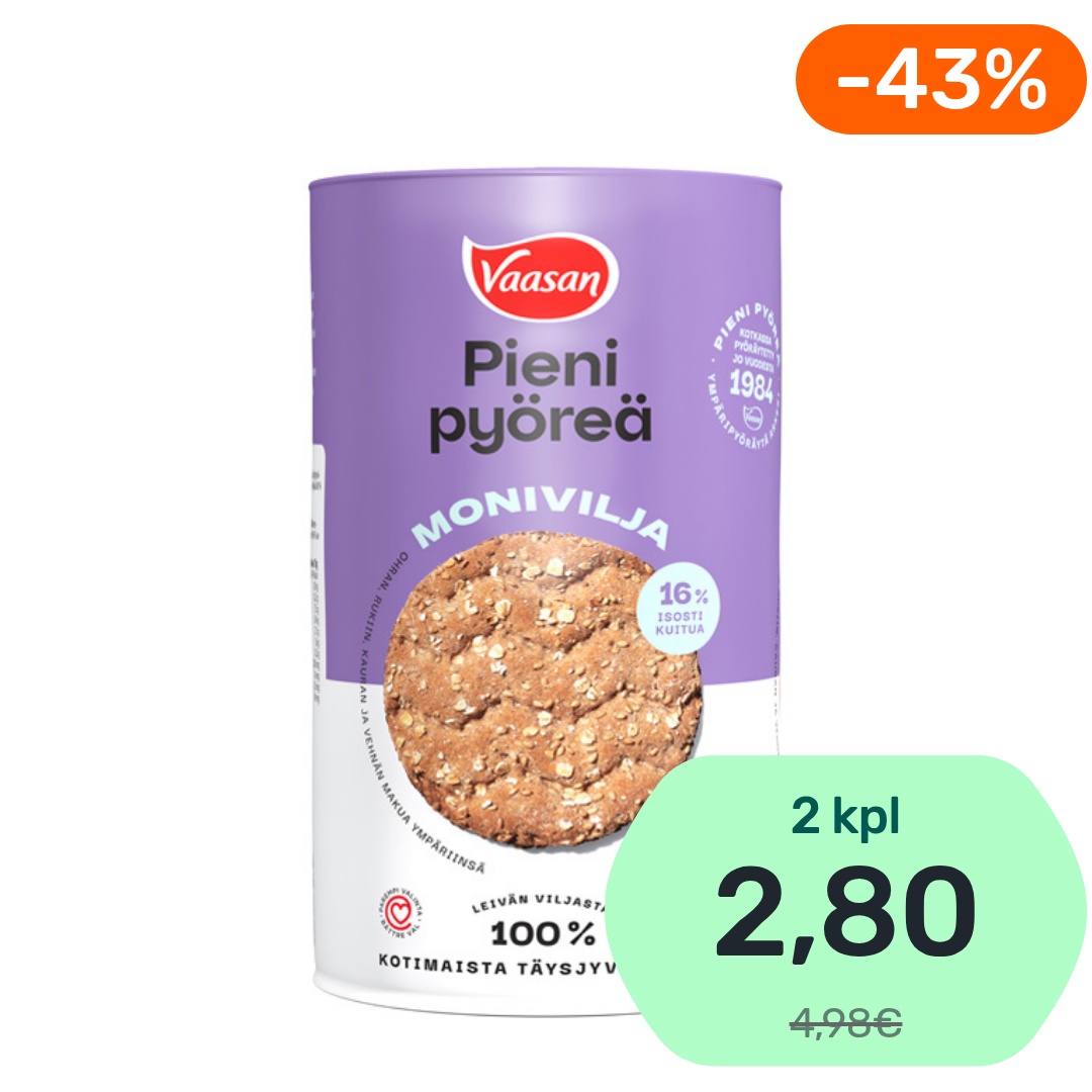 Vaasan Pieni pyöreä monivilja moniviljanäkkileipä 250g