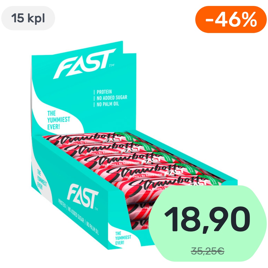 15kpl FAST Strawboffee proteiinipatukka 45g