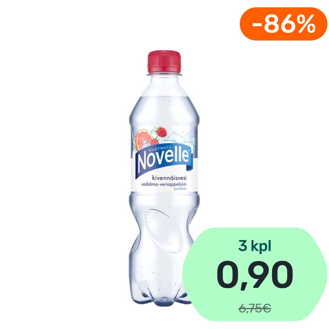 Hartwall Novelle Vadelma-Veriappelsiini kivennäisvesi 500ml
