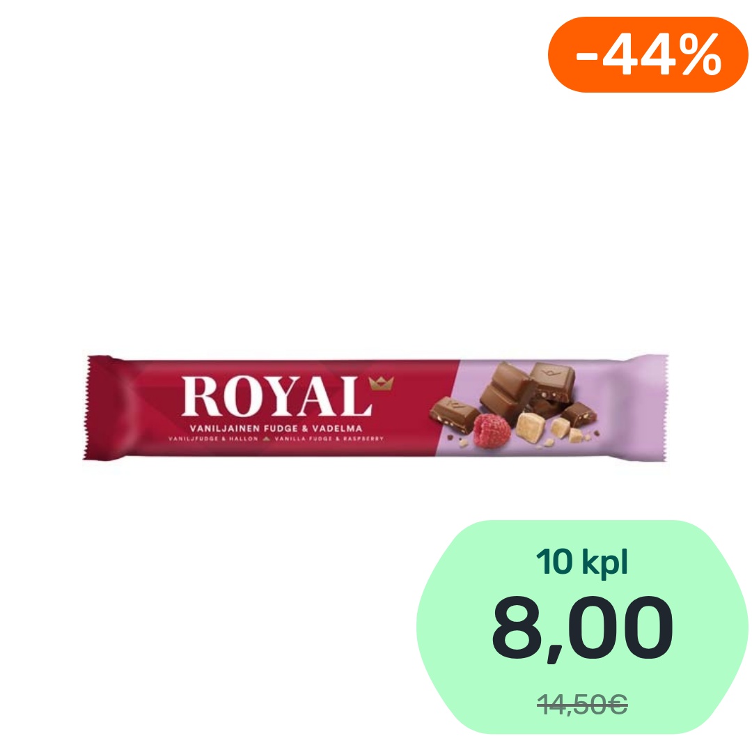 Royal Vaniljainen Fudge & Vadelma suklaapatukka 45g