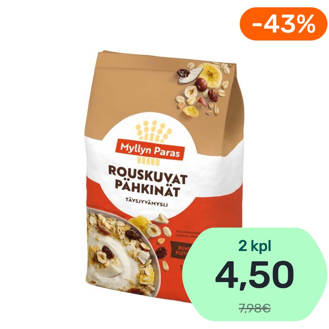 Myllyn Paras Rouskuvat Pähkinät täysjyvämysli 500g