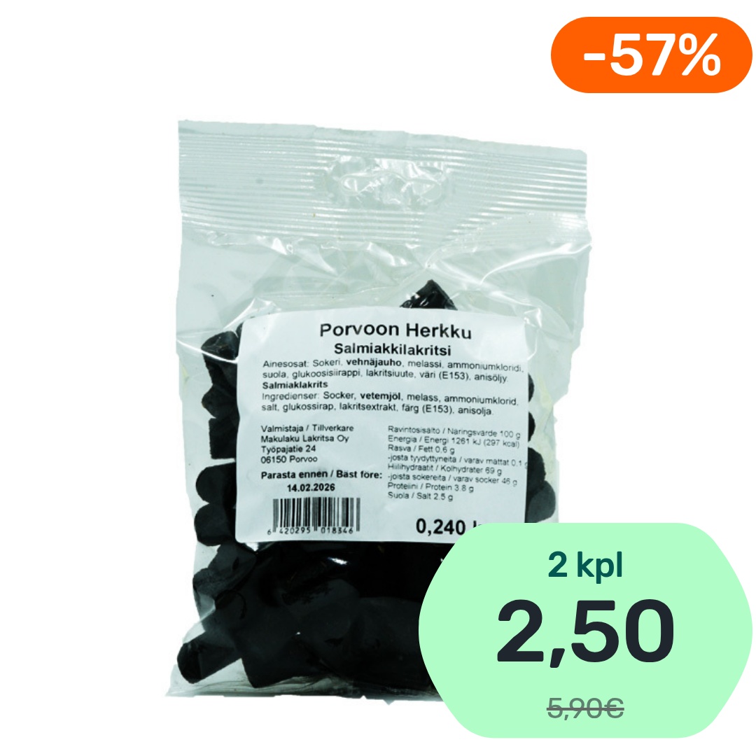 Makulaku Porvoon Herkku Salmiakkilakritsi 240g
