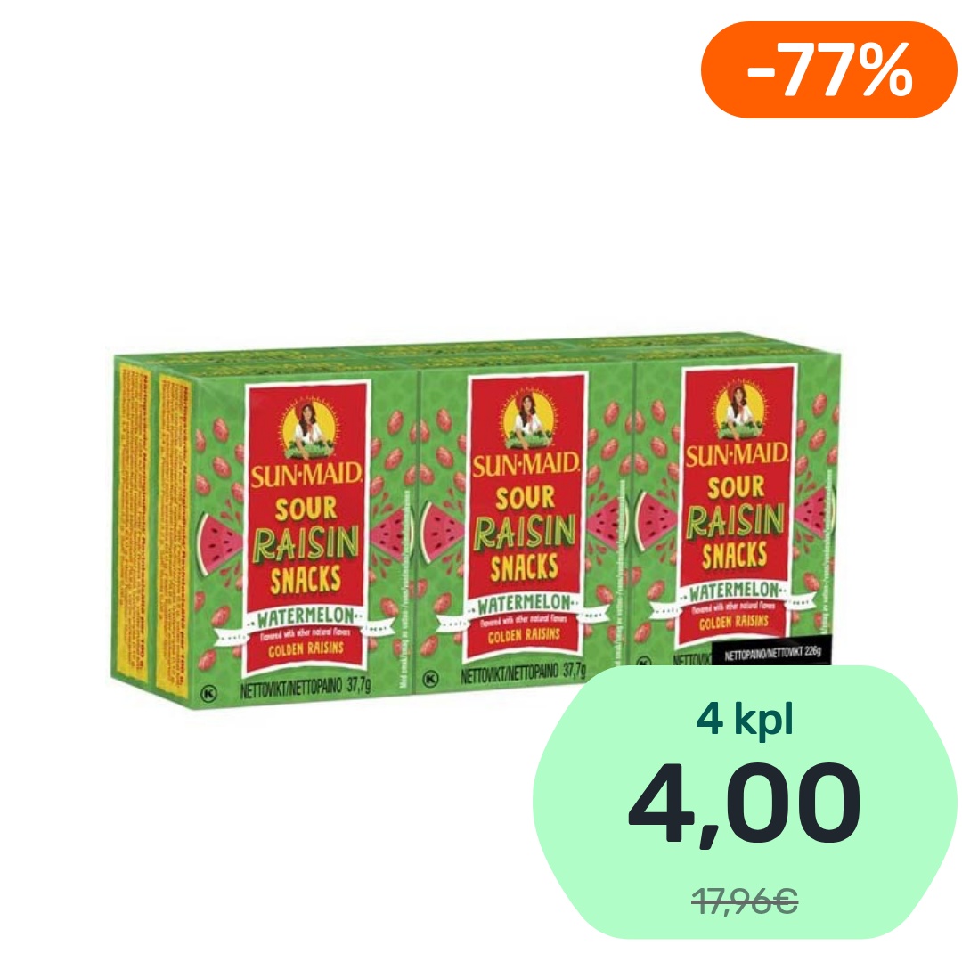 Sun-Maid Sour Raisin Snacks Watermelon kirpeä rusina 6x37,7g