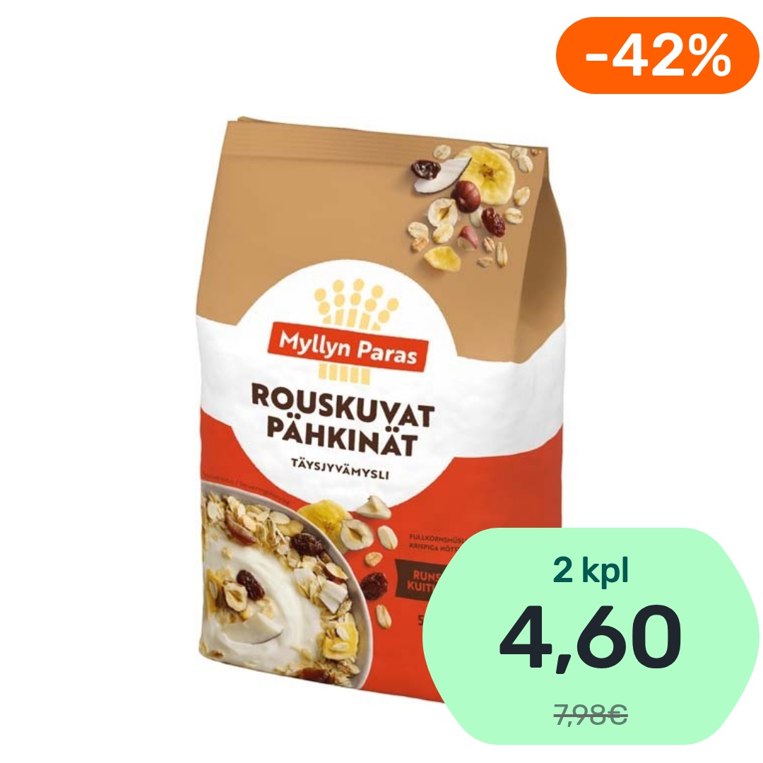 Myllyn Paras Rouskuvat Pähkinät täysjyvämysli 500g