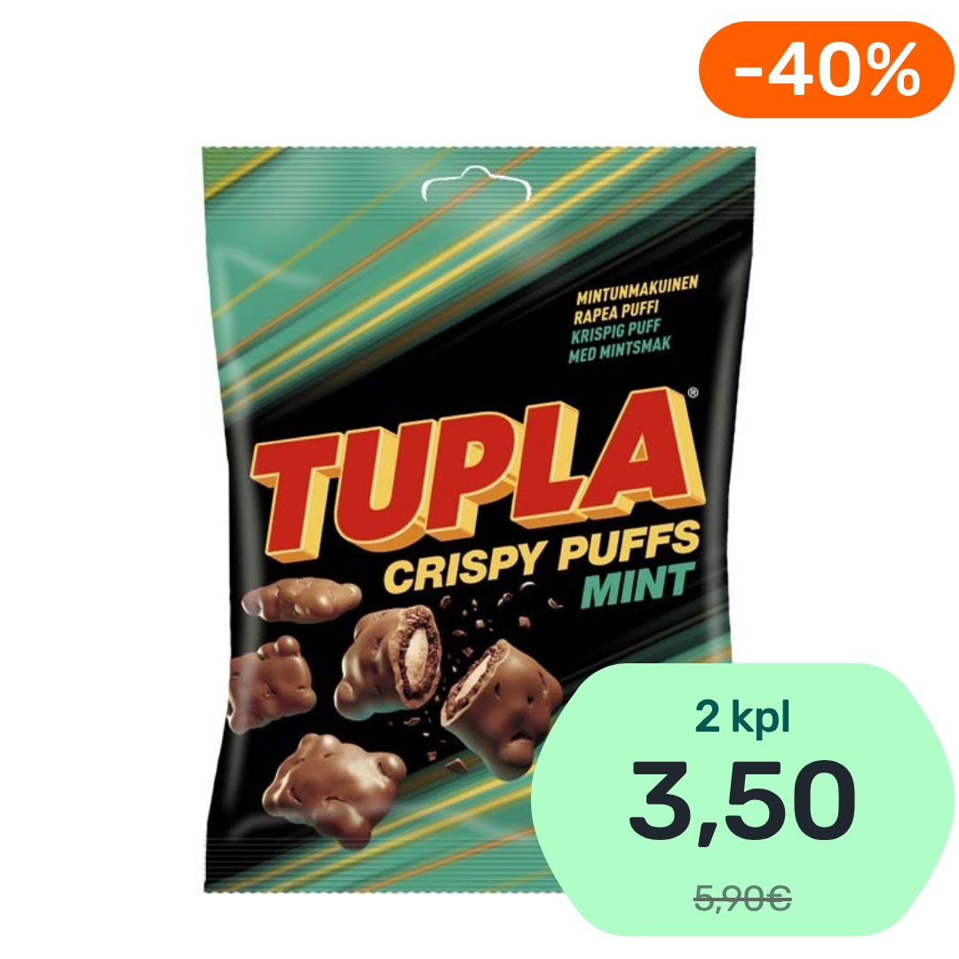 Tupla Crispy Puffs Mint suklaamakeinen 140g