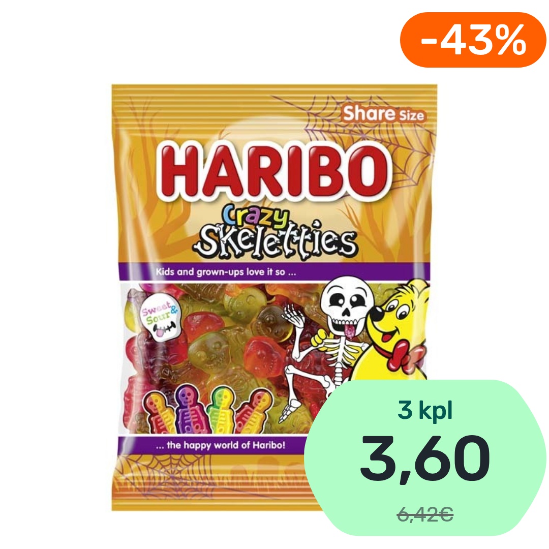 Haribo Crazy Skeletties hedelmämakeinen 160g