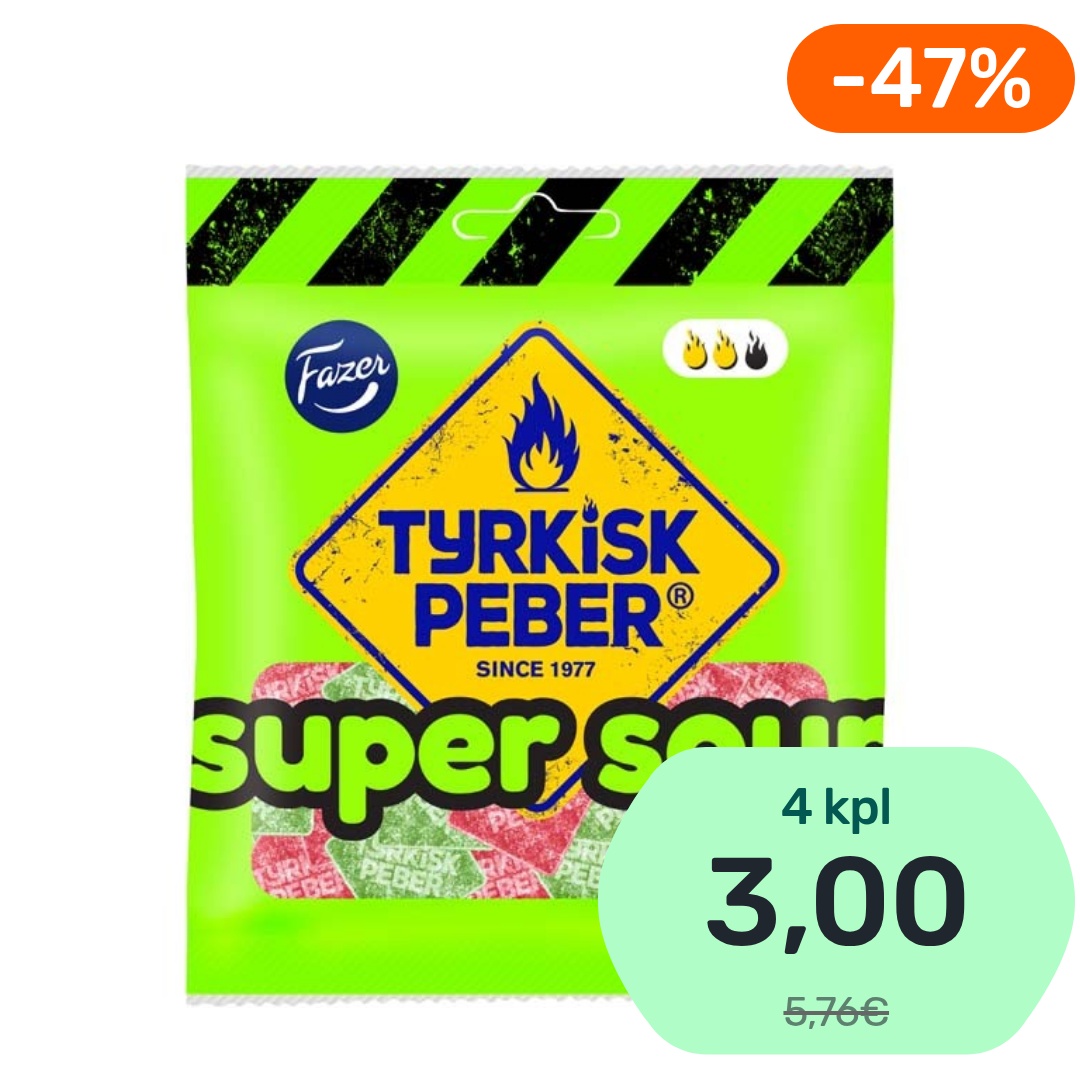 Fazer Tyrkisk Peber Super Sour makeinen 80g