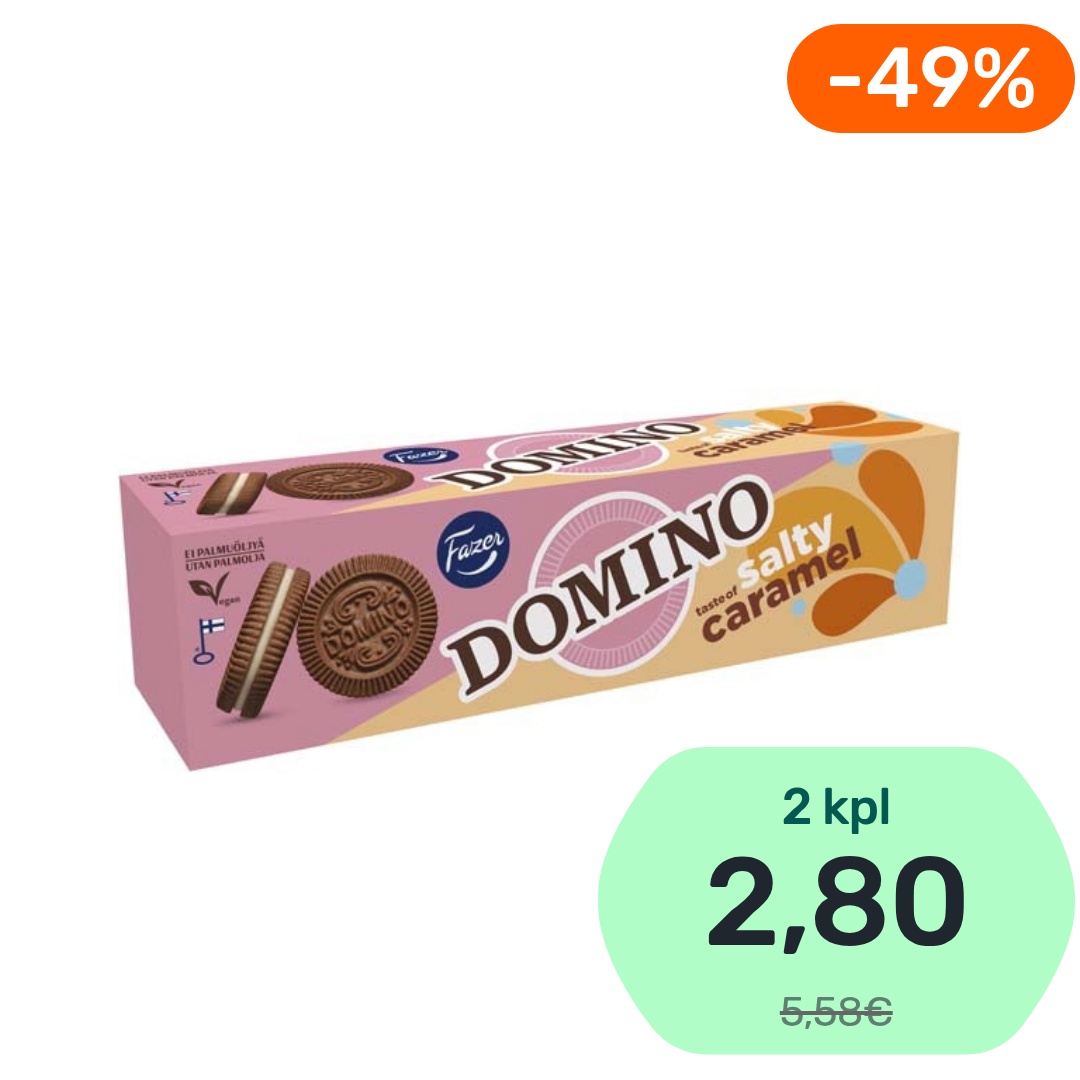 Fazer Domino Salty Caramel täytekeksi 175g