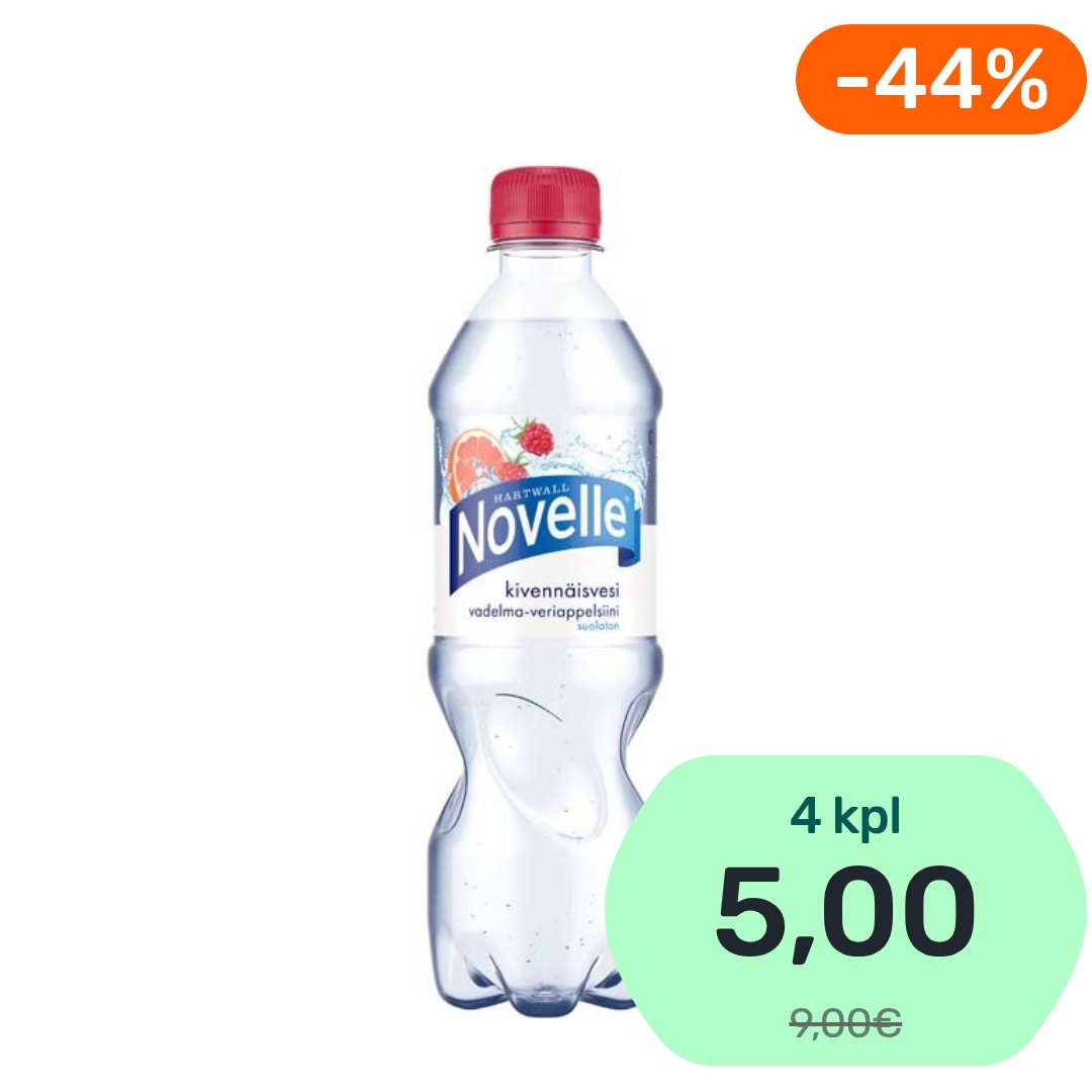 Hartwall Novelle Vadelma-Veriappelsiini kivennäisvesi 500ml