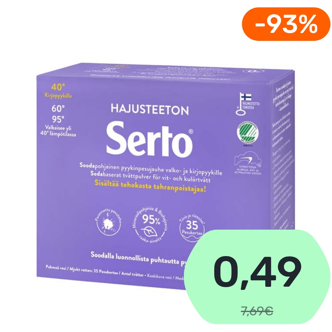 Serto Hajusteeton pyykinpesujauhe 1,35kg