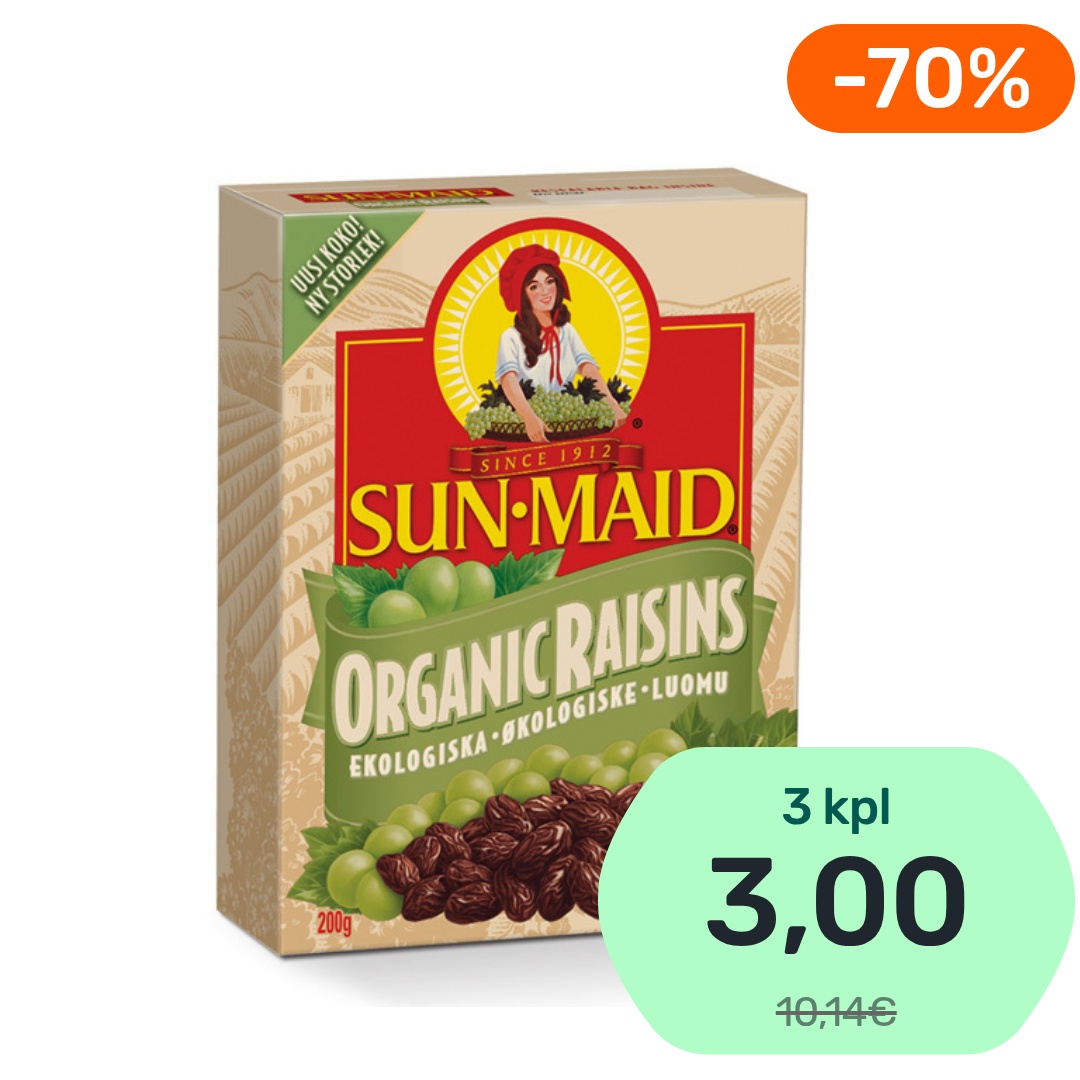 Sun-Maid kivetön rusina luomu 200g