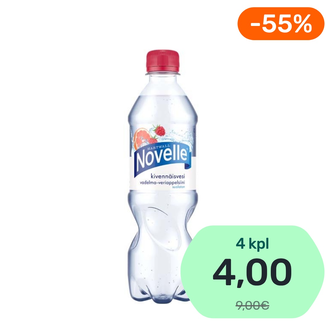 Hartwall Novelle Vadelma-Veriappelsiini kivennäisvesi 500ml