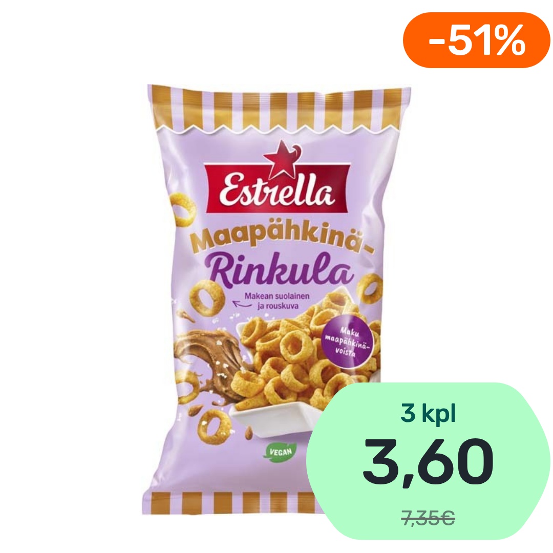 Estrella Maapähkinärinkula maissisnacks 175g