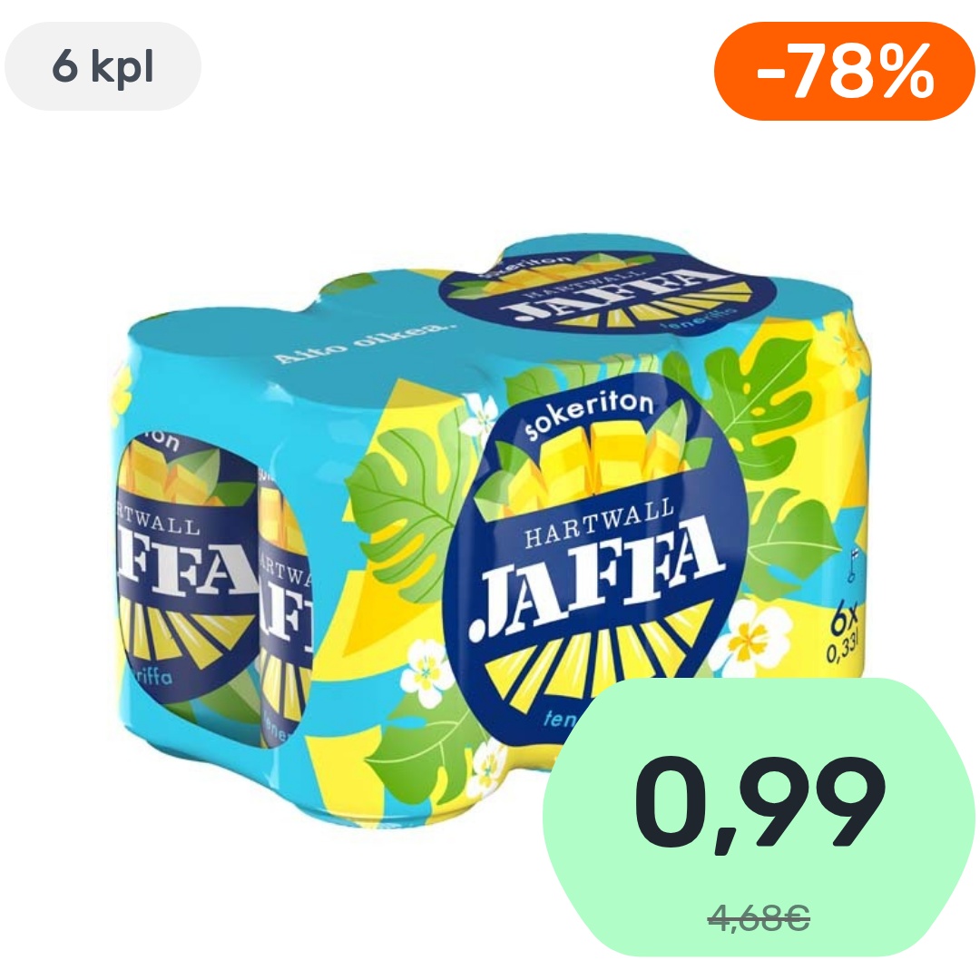 6kpl Hartwall Jaffa Teneriffa sokeriton virvoitusjuoma 330ml