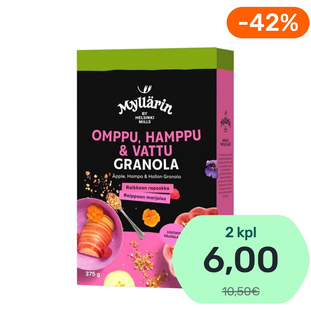 Myllärin Omppu, Hamppu & Vattu granola 375g