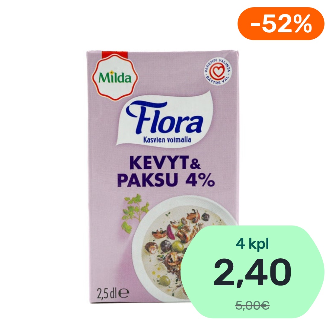 Flora By Milda Kevyt & Paksu 4% ruoanlaittotuote 2,5dl