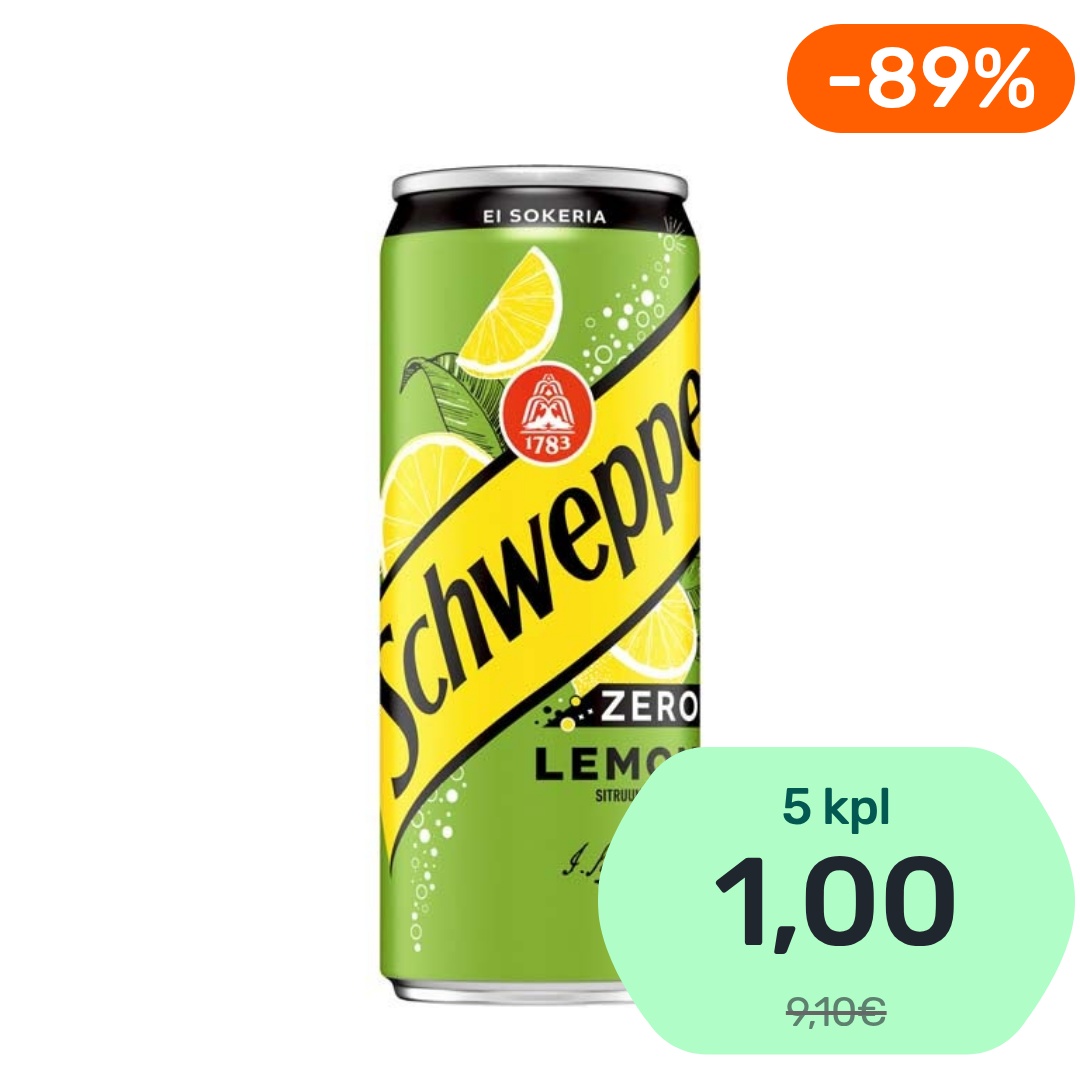 Schweppes Lemon Zero virvoitusjuoma 330ml