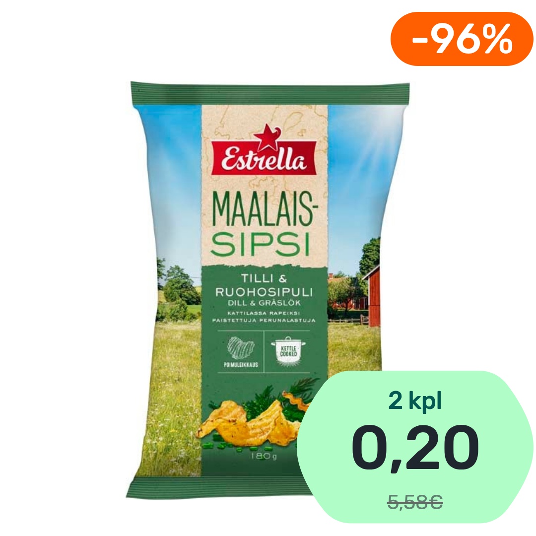 Estrella Maalaissipsi Tilli & Ruohosipuli perunalastu 180g