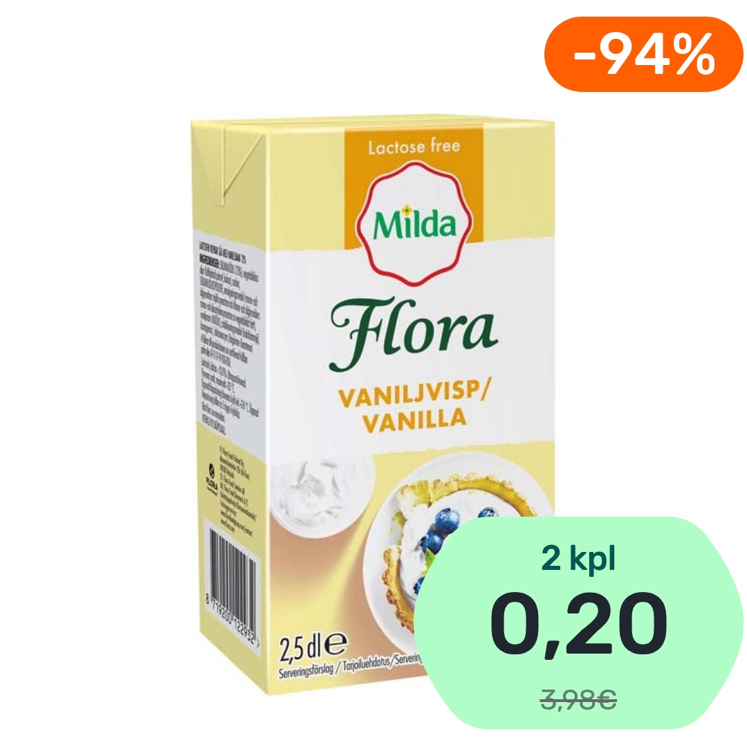 Flora By Milda Vanilla vaniljakastike laktoositon UHT 250ml