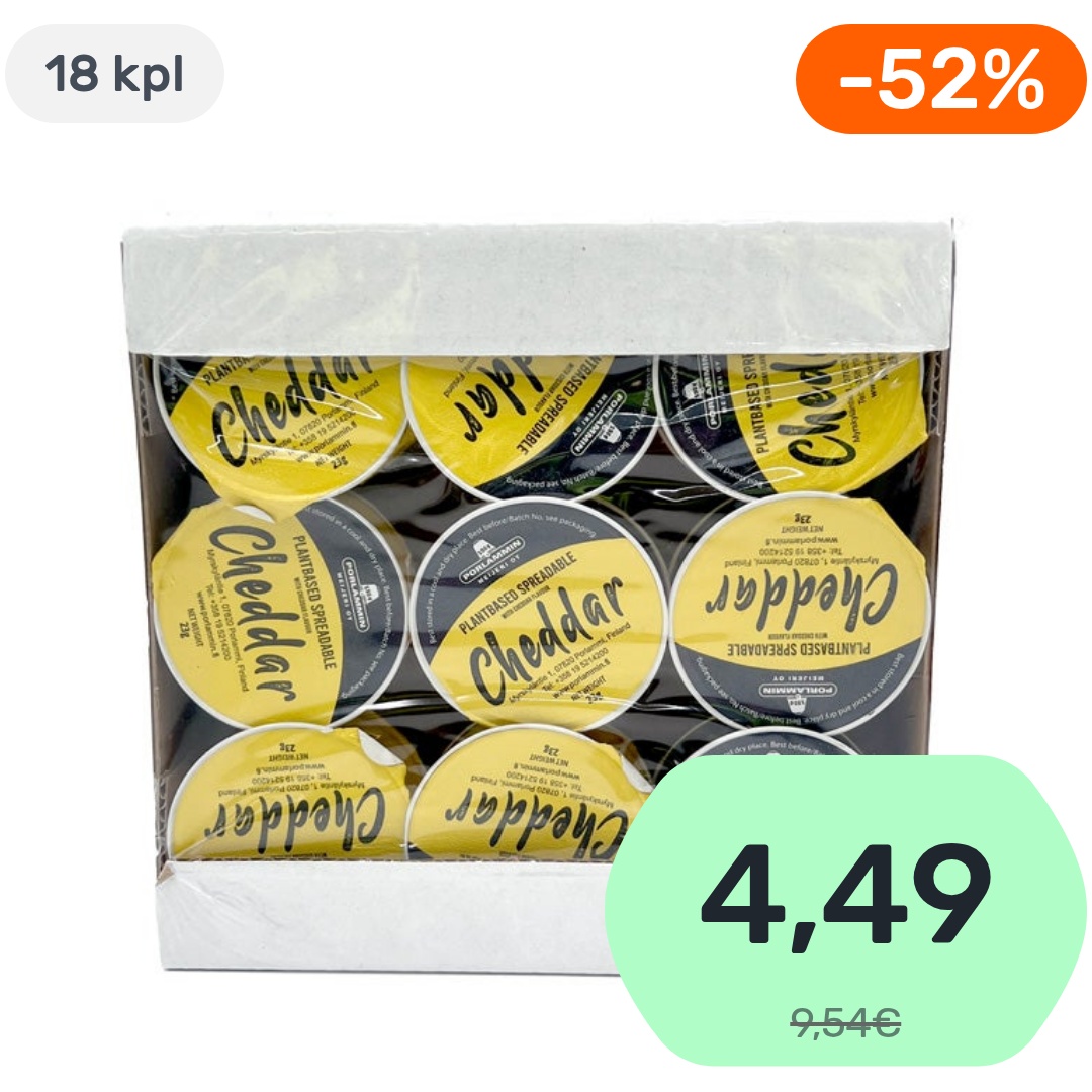 18kpl Porlammin Meijeri Cheddar Vegenappi annoslevite 23g