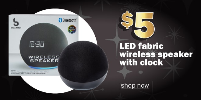 LED fabric wireless speaker with clock