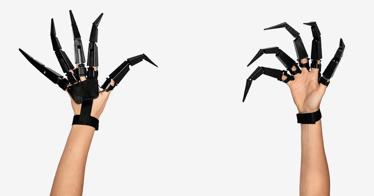 Black claw hand costume to mimic long, sharp claws