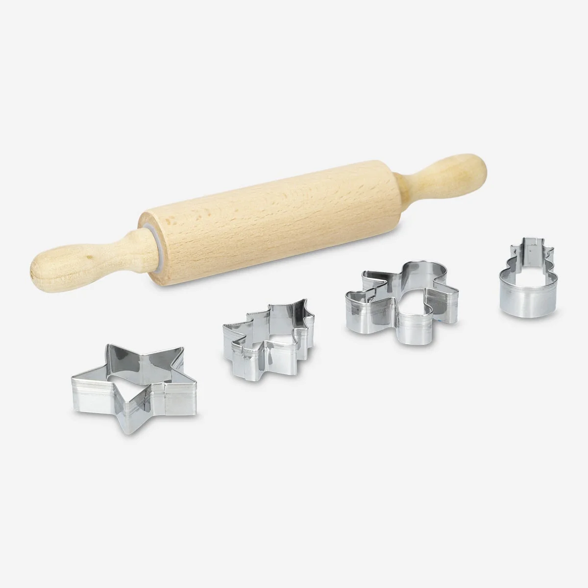 Cookie cutters and rolling pin baking kit - 5 pcs