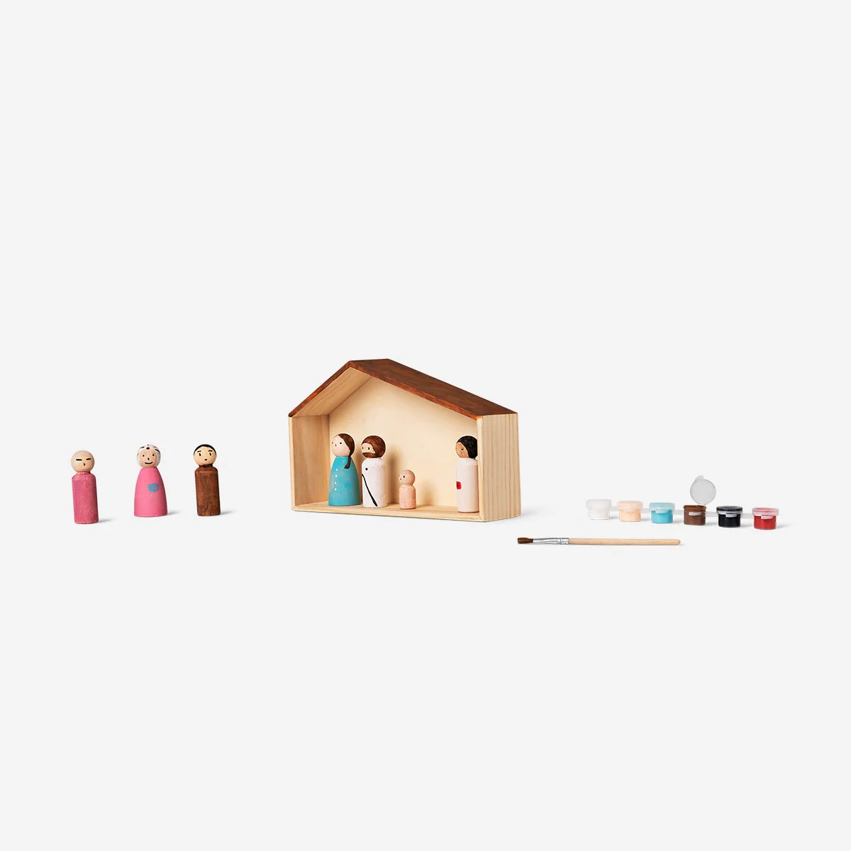 DIY wooden nativity play with paint