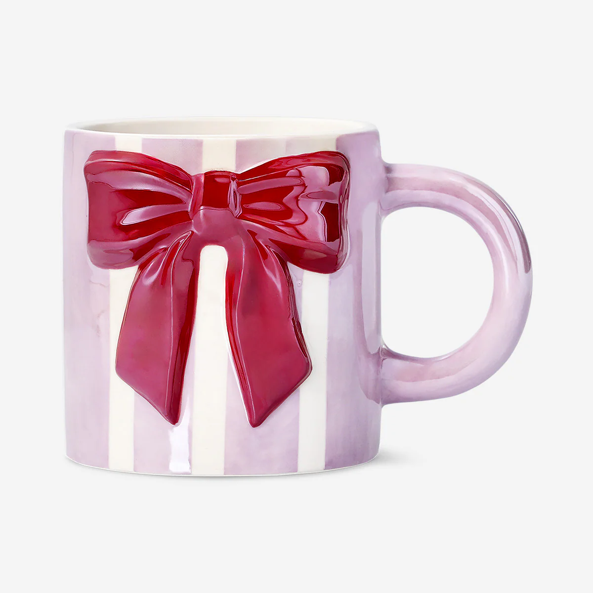 Striped mug with embossed bow - 320 ml