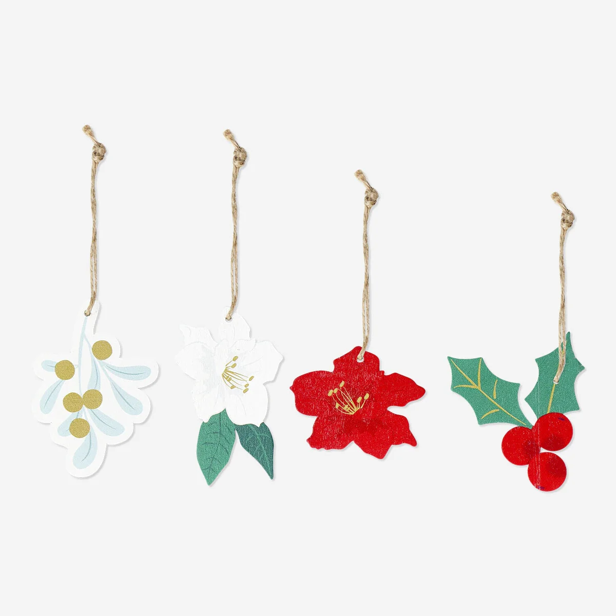 Gift tags with holly print - 4 pcs