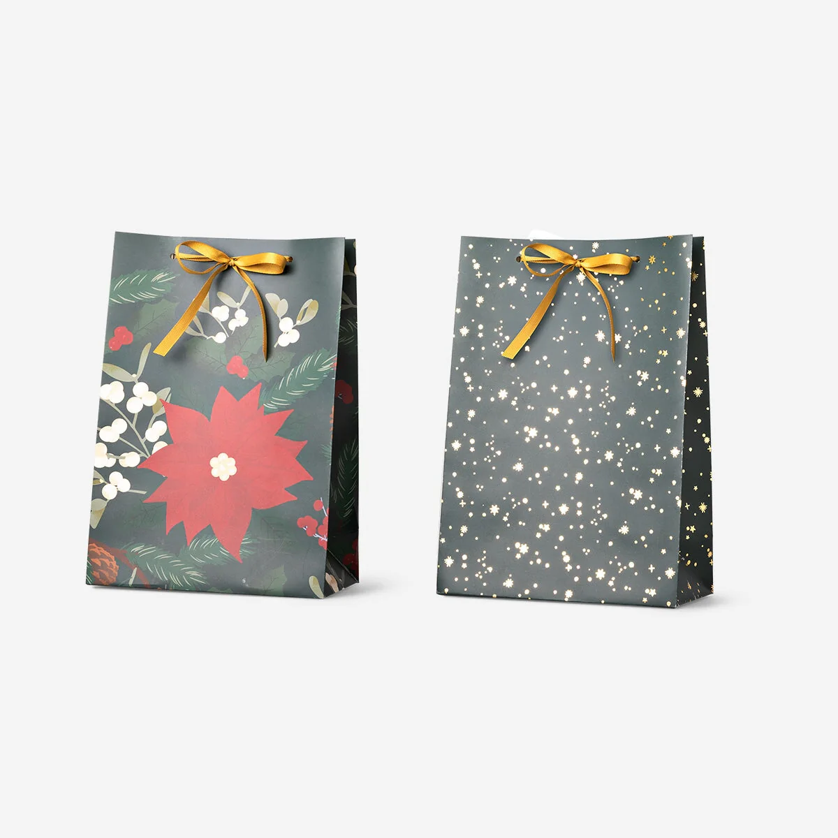 Pop up gift bags with gold ribbon - 2 pcs