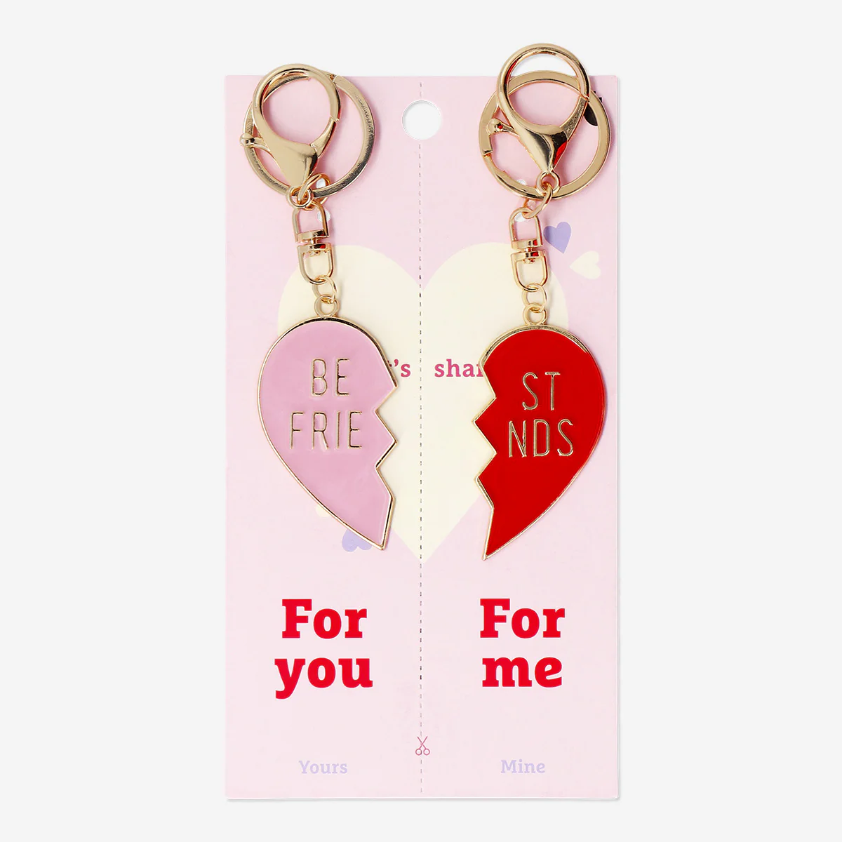 Friendship heart key rings - 2 pcs