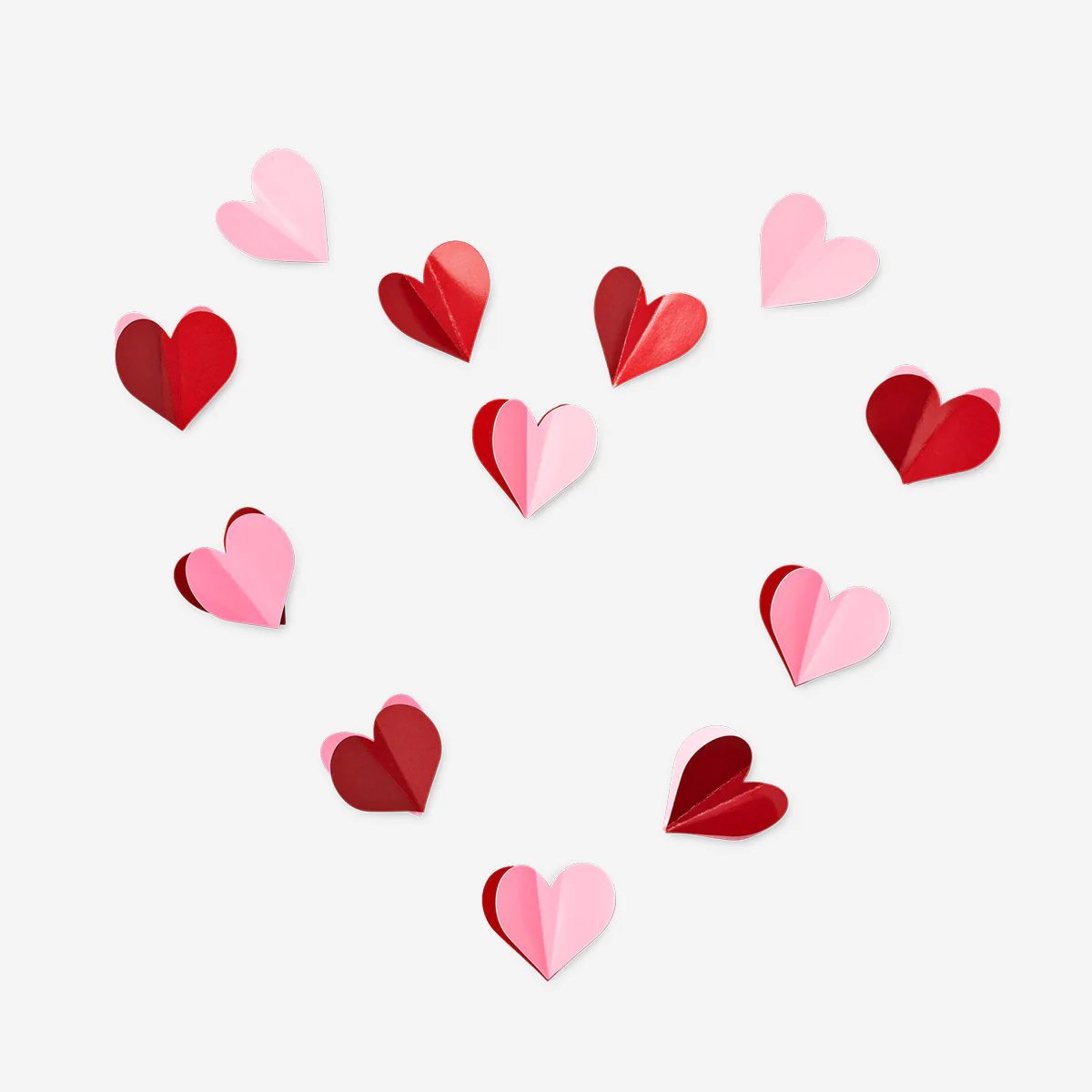 Decorative pink and red paper hearts - 20 pcs