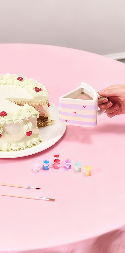 DIY cake slice mugs - 2 pcs