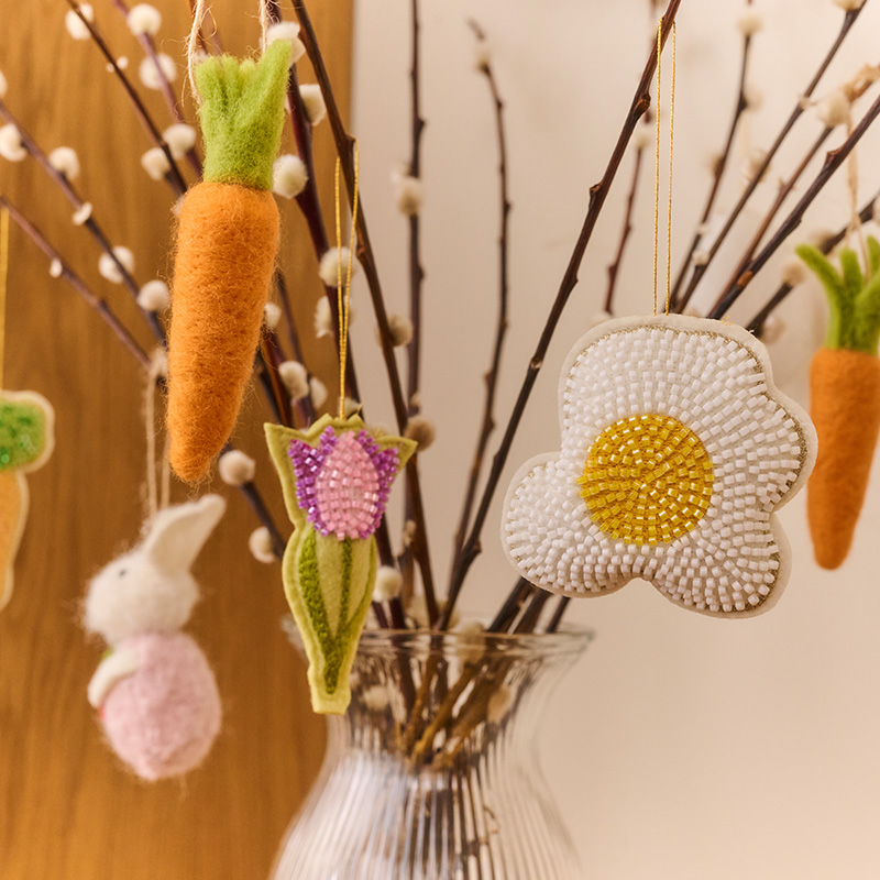 Hængende pynt - spejlæg med perler