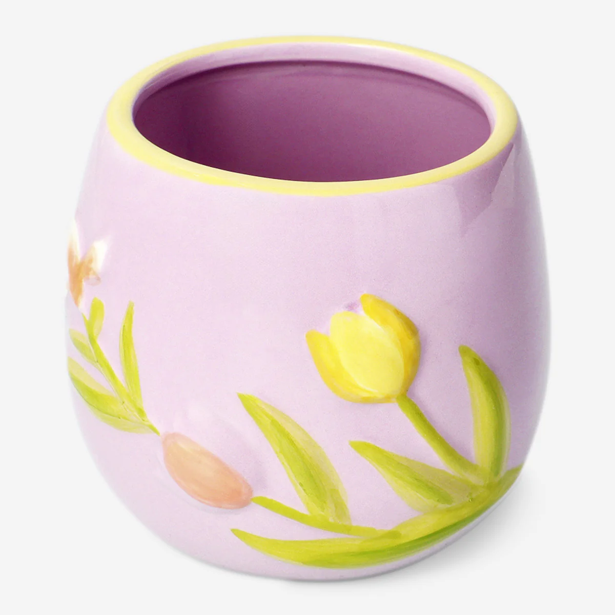 Flowerpot with embossed flowers