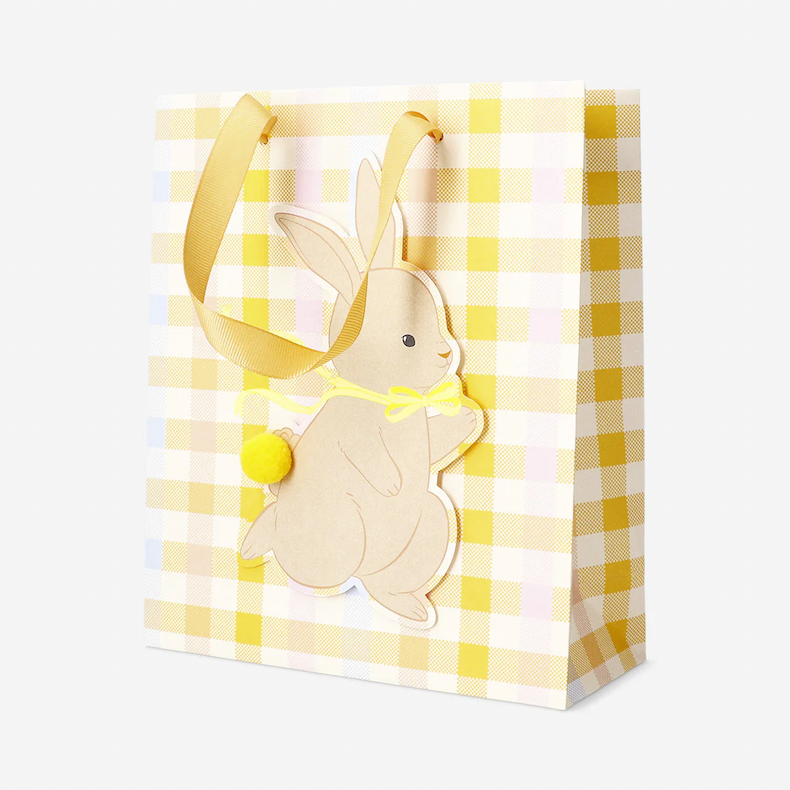 Gingham gift bag with bunny