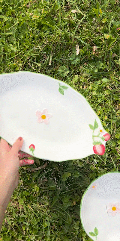 Plate with embossed strawberries