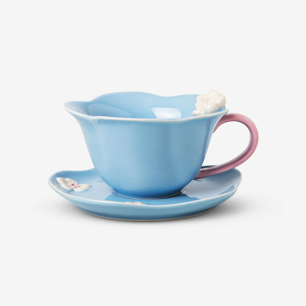 Blue flower mug with saucer