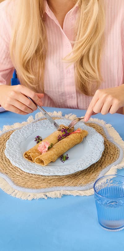 Blue hydrangea flower plate