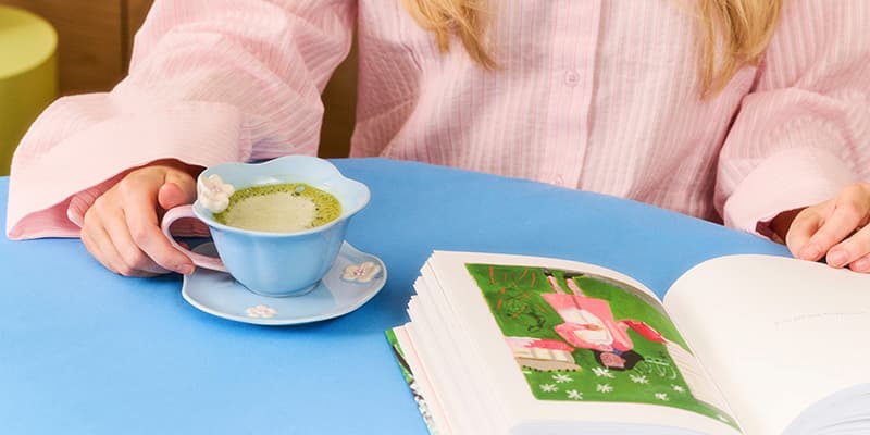 Blue flower mug with saucer