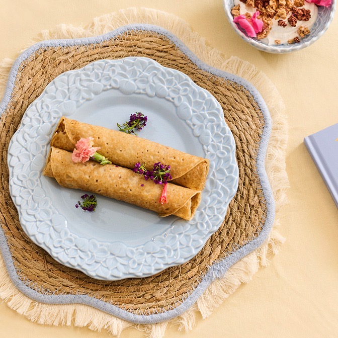 Blue hydrangea flower plate