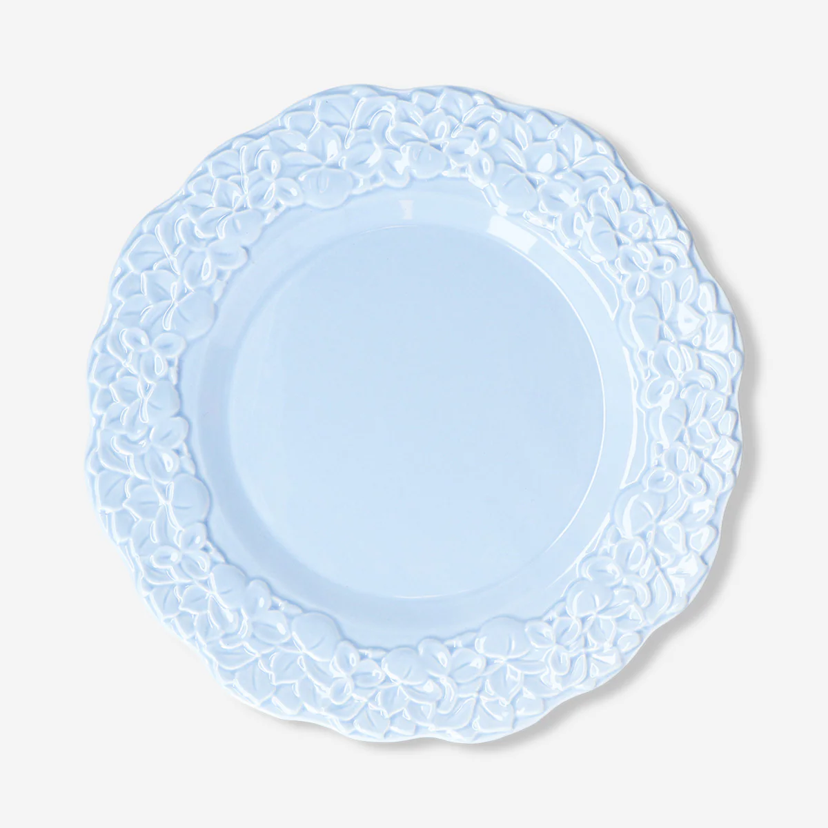 Blue hydrangea flower plate