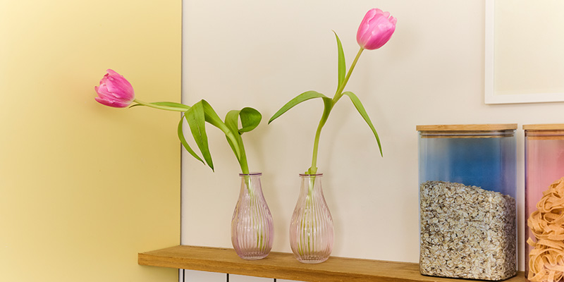 Glass vase with embossed flowers