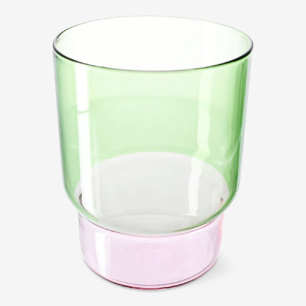 Green and pink drinking glass