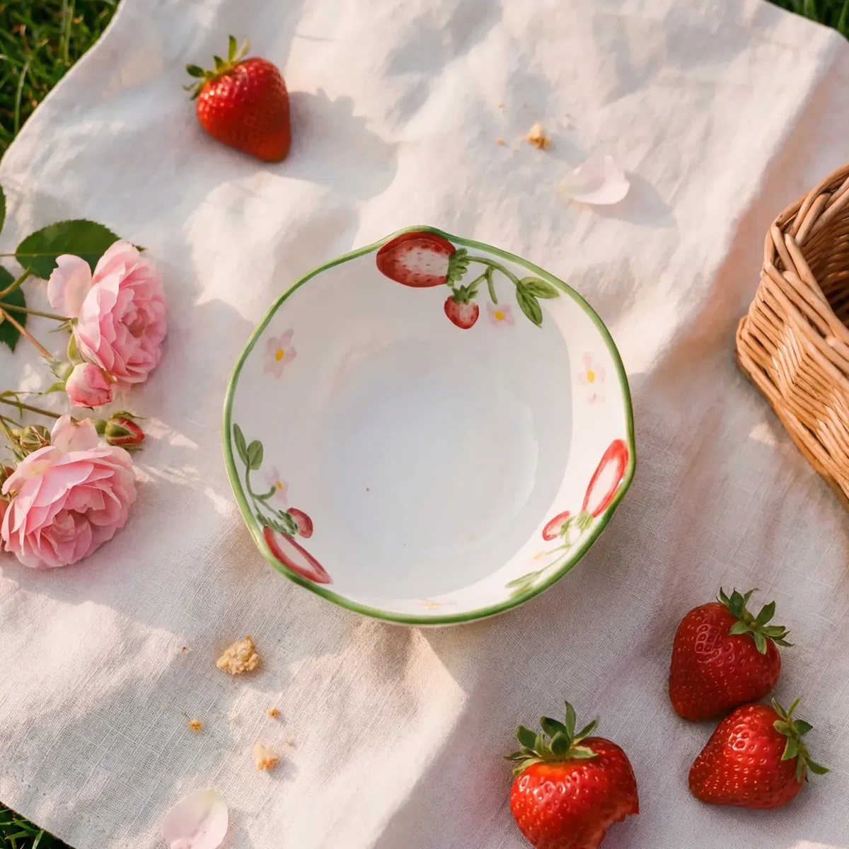 Bowl with embossed strawberries