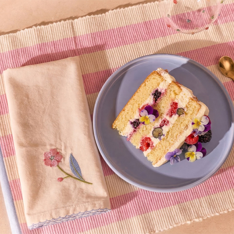 Fabric napkins with flower design - 2 pcs