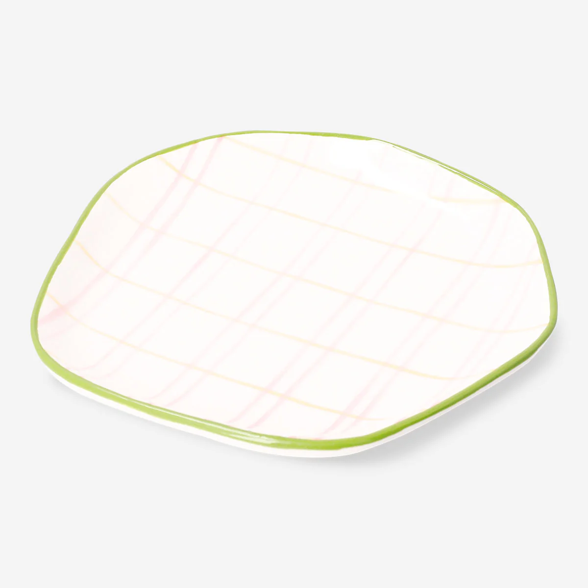 Ceramic plate with hand-painted chequered design - 15 cm