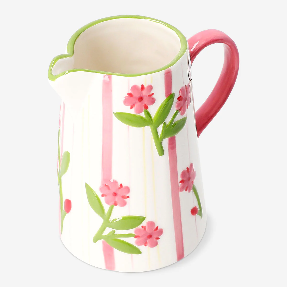 Jug with hand-painted stripes and flower design - 1 L