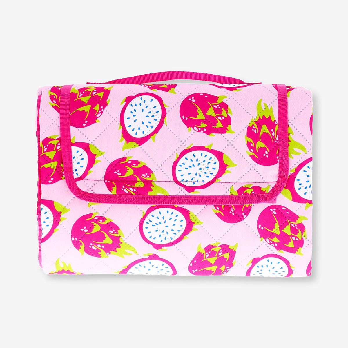 Image of Picnic blanket with dragon fruit print and carrying strap - 170x90 cm